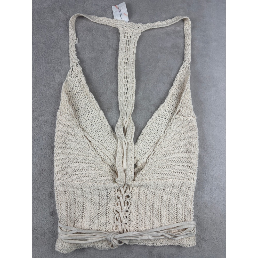 American Eagle The Summer I Turned Pretty Crochet Halter Top Cream XL Boho‎ Wrap